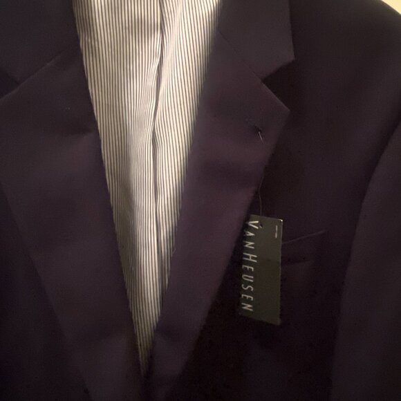 Van Heusen Flex Blazer 44L Men Navy Blue Sport Coat Jacket - Picture 2 of 3